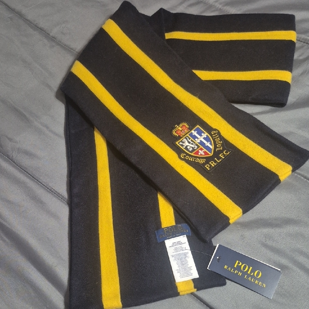 Polo Ralph Lauren Men's Crest Patch Striped Cashmere Scarf 